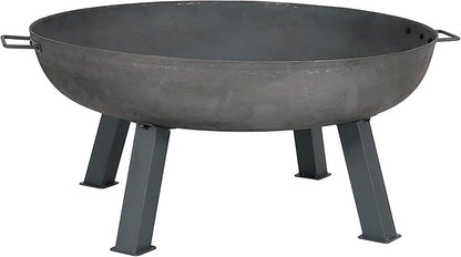 Sunnydaze 34-Inch Cast Iron Heavy-Duty Fire Pit for Outside - Wood-Burning Outdoor Fire Pit Bowl with Handles - Steel Finish
