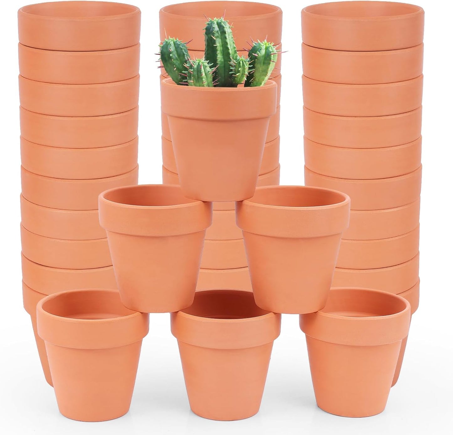 26 Pack Terra Cotta, 3inch Small Clay Flowerpots with Drainage Hole, Terracotta Pot for Indoor Outdoor Plant, Great for Plants, DIY Crafts