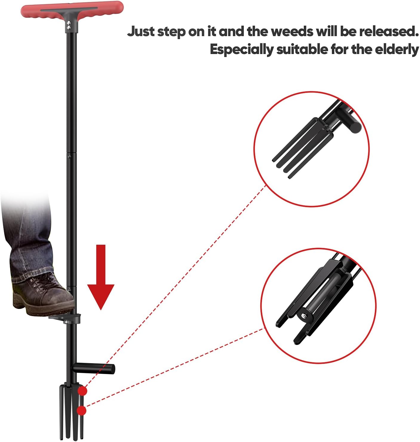 FLORA GUARD Weed Puller Tool with Long Handle - Stand-Up Weeding Tool for Lawn & Garden, Effortlessly Remove Roots Without Bending or Kneeing, Extra Long Gripper for Dandelion & Deep Roots