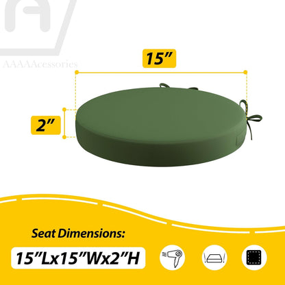 AAAAAcessories Outdoor Seat Cushions for Chairs, Waterproof, Fade-Resistant Patio Furniture Replacement Cushions, 15" x 15" x 2", Set of 2, Dark Moss