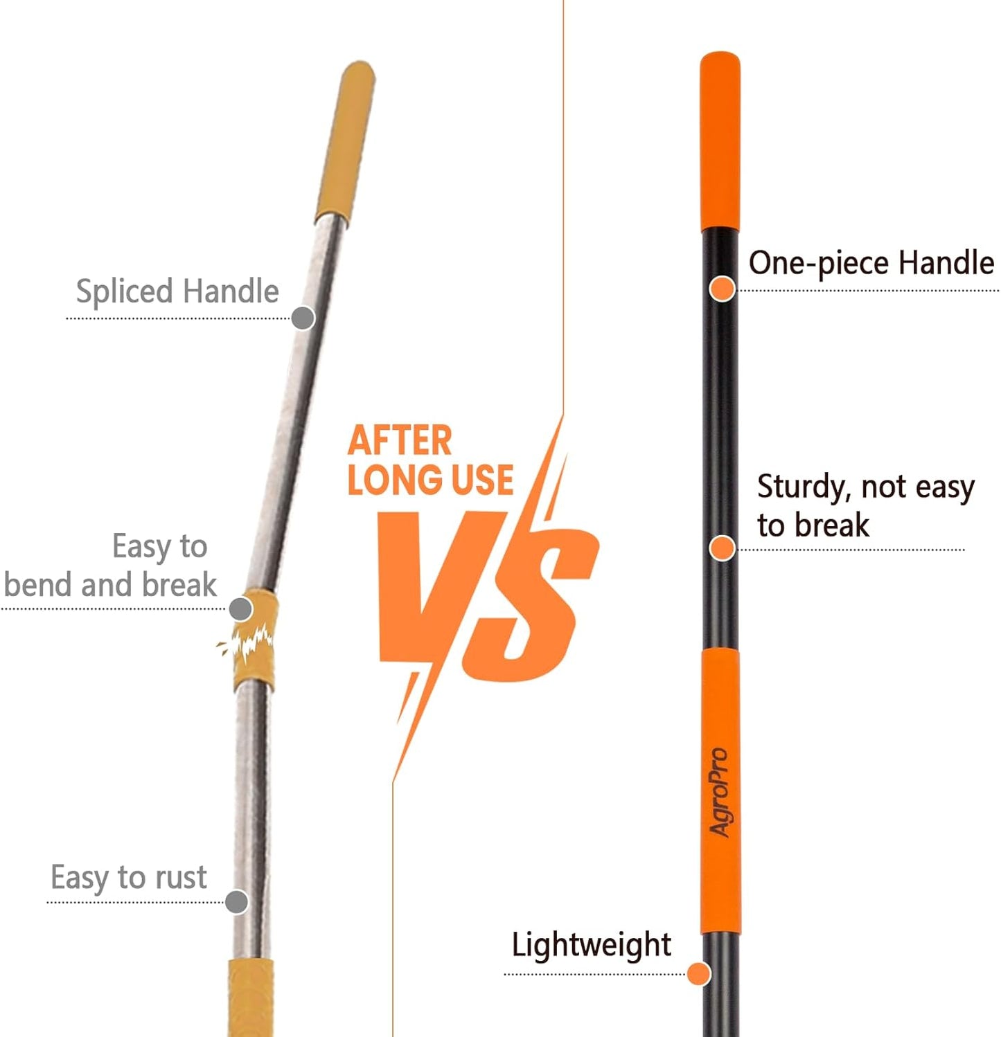 Garden Rake for Lawn Heavy Duty, 14 Tines Metal Rake with Thick Fiberglass Handle, 58 Inches