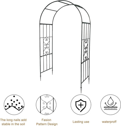 VINGLI Garden Arbor, Arch Walkway for Wedding Ceremony Party, Christmas Garden Decorations Steel Garden Trellis for Plant Climbing, Pergola for Garden, Backyard, Lawn, Bench (Dome)