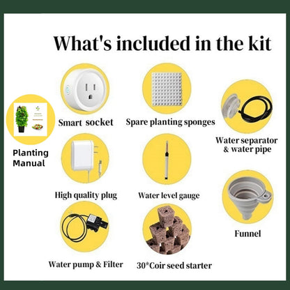 Hydroponic Growing System Kit - Indoor Smart Hydroponic Vertical Garden,Hydroponic Vegetable System,30 Pods,with Pump System and Automatic Timer, White