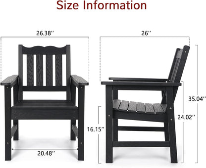 Stoog 3 Piece Patio Bistro Set, All-Weather Garden Chairs Set of 2 with Table, 400 lbs Support Garden Chair, Black