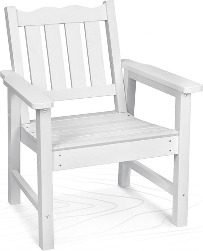 Stoog Oversized Patio Chair, All-Weather Outdoor Chairs with Curved Backrest, 400 lbs Support Patio Dining Chair, for Backyard, Garden, Porch, Deck and Balcony, White