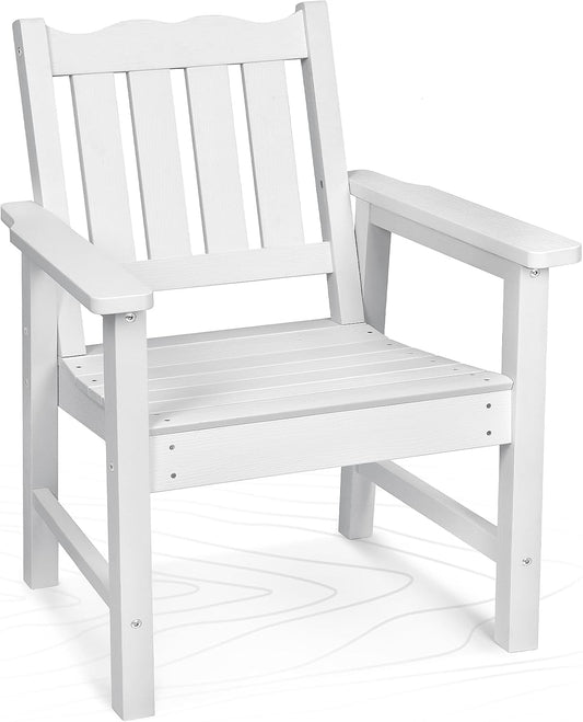 Stoog Oversized Patio Chair, All-Weather Outdoor Chairs with Curved Backrest, 400 lbs Support Patio Dining Chair, for Backyard, Garden, Porch, Deck and Balcony, White