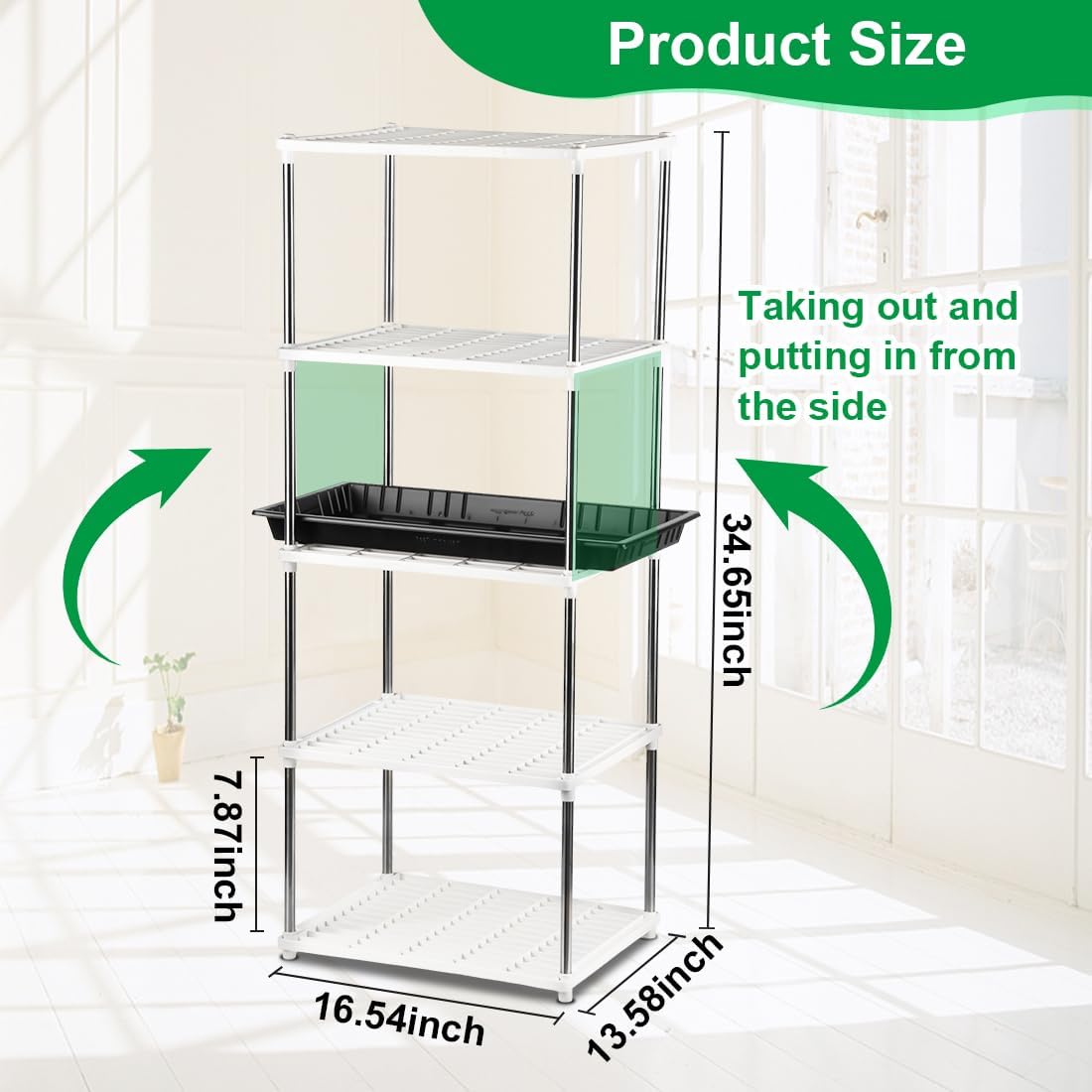 4 Pcs 5-Tier Plant Stand for Seedling Trays Storage (White)