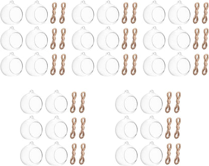 2.36"/ 6cm Hanging Tealight Candle Holder Glass Globes Air Plant Orb Glass Candlestick Lights Terrariums Candles Terrarium Vase Containers Home Decor Indoor Outdoor Garden DIY Gifts (30)