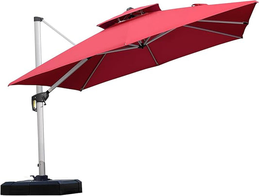 PURPLE LEAF Patio Umbrella 10ft Outdoor Square Umbrella Large Cantilever Umbrella Windproof Offset Heavy Duty Sun for Garden Deck Pool Patio, Terra