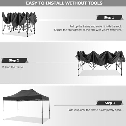 COBIZI 10x15 FT Pop up Canopy Tent,Heavy Duty Easy Up Commercial Outdoor Party Canopy Tents for Wedding Parties All Season Wind & Waterproof Gazebo with Carry Bag,Black(Frame Thickened)