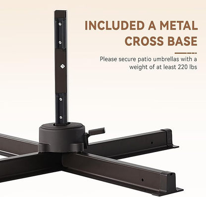 10' X 10' Cantilever Patio Umbrella Outdoor Heavy Duty Double Top Windproof Square Offset Umbrellas with 360-degree Rotation for Pool Deck Backyard, Beige