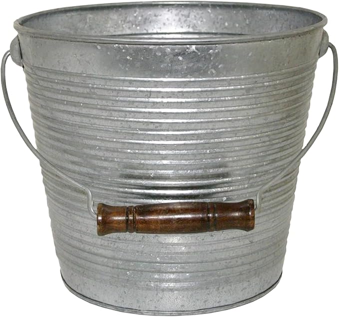 Headwind Vintage Collection Ribbed Planters – Galvanized Flower Pots 10 Inch Indoor Plant Pots Bucket for Peace Lily, Pothos, & Lavender, Petunias, Basil Plant for Outdoor by Robert Allen