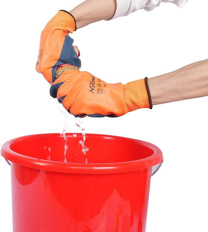 Waterproof Work Gloves for Men and Women, Hycool Thermal Insulated Freezer Rubber Coated Gloves,Super Grip L6201
