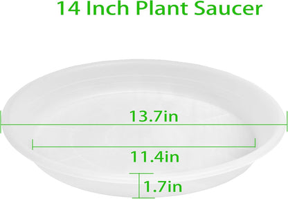 2 Pack of 14 inch Clear Plant Saucer, Plastic Plant Saucer 14 inch, Bird Bath Bowls, Heavy Duty Clear Plant Tray for Pots, Plant Saucers for Indoors Planter, Garden Water Plate 12"/13"/14"