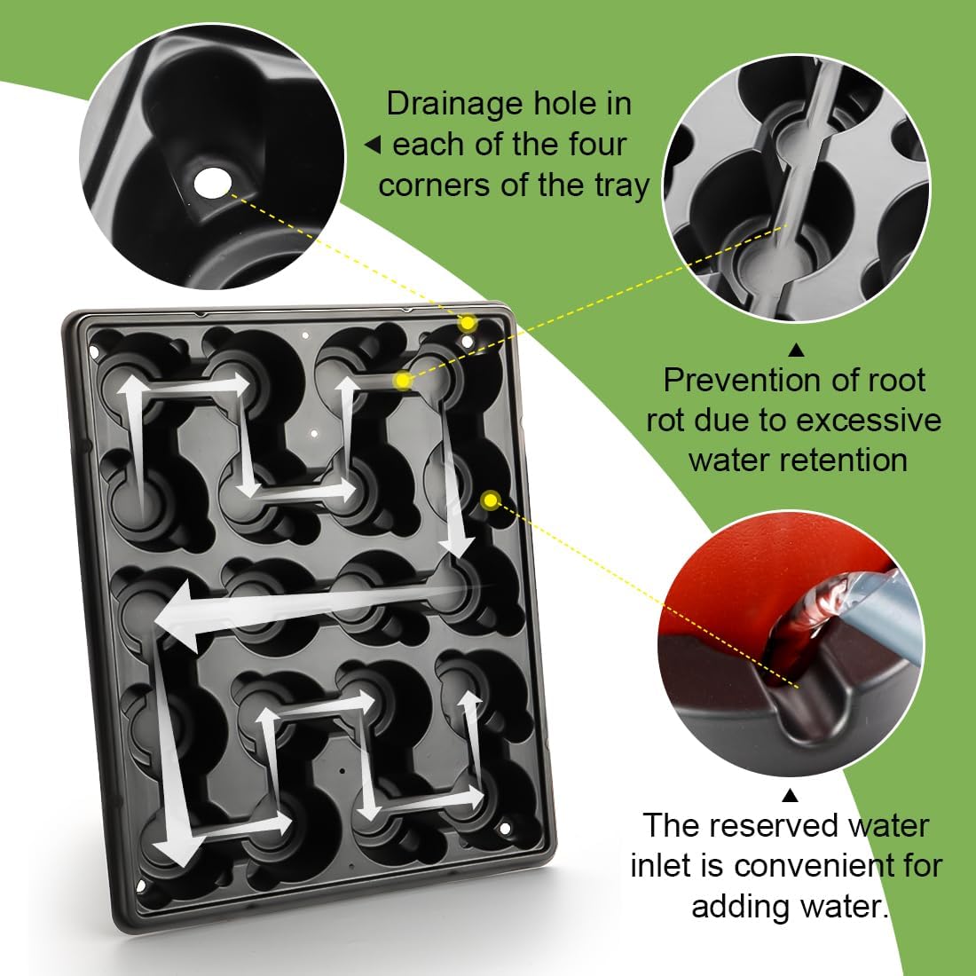 3 Inch Plastic Plant Pots 100 Pcs with 5 Pcs 20 Cell Seed Starter Trays, Thick Black Small Nursery Pots and Propagation Shuttle Trays for Seed Starting, Plant Propagation Starter Kit 5 Sets