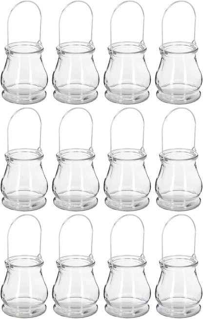 12PCS Hanging Glass Candle Holder: Glass Air Plant Succulent Vase Hanger Plant Terrariums Orbs Air s for Party Wedding Centerpiece