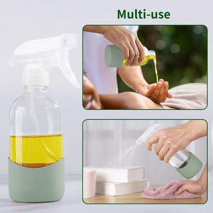 HOMBYS 8 Oz Empty Clear Glass Spray Bottles with Silicone Sleeve Protection Refillable Containers for Cleaning Solutions, Essential Oils, Misting Plants - Quality Sprayer - 1 Pack Boston Bottles