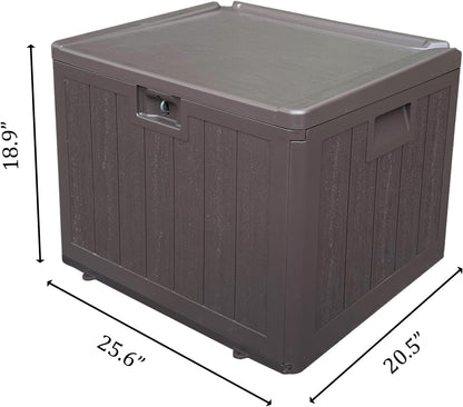 33 Gallon Pro Outdoor Storage Box Waterproof Lockable Resin Deck Box Large, Patio Storage Bin for Pool Accessories Cushion Furniture, Garden Tools, UV-Resistant Outside Delivery Brown