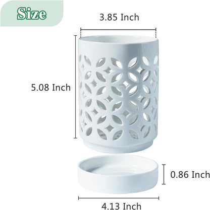 Orchid Pot with Holes & Saucers, Ceramic Pots for Repotting, Breathable Slotted Orchid Pots Flower Plant Nursery Pot White 4 Inch