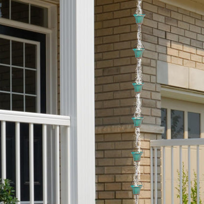 11ft Copper Rain Chains for Outside, 12 Cups Rain Catcher Chain Replacement Downspout for Gutters, Adjustable Length