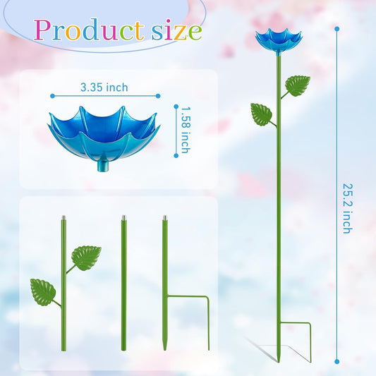 Bee Watering Station for Garden, 4 Pack Bee Drinking Station with Umbrella Design, Metal Butterfly Feeder Bee Baths for Outdoor Garden Yard Decor (Red,Green,Blue,Yellow)