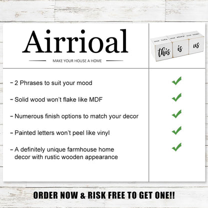 This is Us Sign & Our Life Story Home Letter Blocks - Farmhouse Table Rustic Home Decor, TV Stand Dining Room Modern Decorations for Shelf Mantle