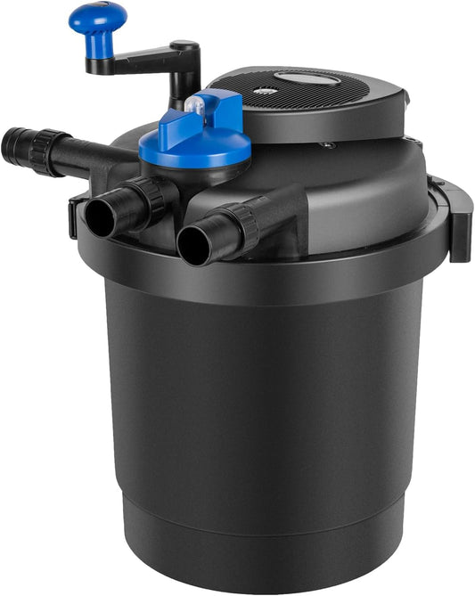 Anbull Bio Pressure Pond Filter, 1580GPH Pressurized Biological Pond Filter with 11watt Light, Pond Filter System with Convenient Cleaning Crank Handle for Fountain Pool, Koi Fish Aquarium Tank