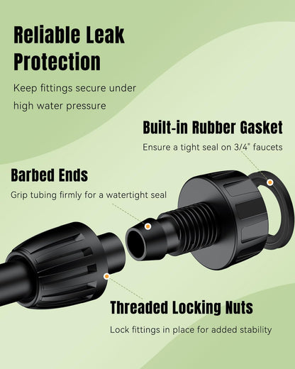 Pawfly 10 Pcs 1/2" to 3/4" Hose Adapter, 1/2 Inch Drip Irrigation Tubing to Faucet/Garden Hose Adapter, 3/4 Inch Garden Faucet Connectors, 3/4" FHT to 1/2" Drip Irrigation Fittings