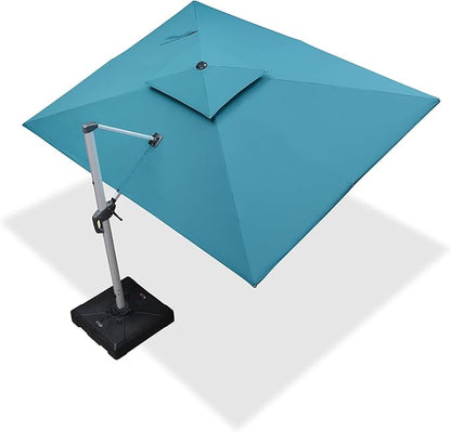 PURPLE LEAF 9' X 12' Patio Umbrella Outdoor Rectangle Umbrella Large Cantilever Umbrella Windproof Offset Heavy Duty Sun for Garden Deck Pool Patio, Turquoise Blue