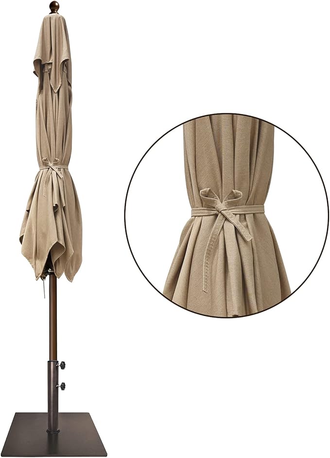 EliteShade USA 10-Year-Non-Fading 6x6Ft Square Market Umbrella Patio Outdoor Table Umbrella with Ventilation, Heather Beige