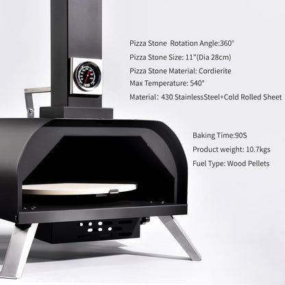 1112 Temp 11-inch Pizza Oven Rotating Pizza Stone 360 ℃ Outdoor Pizza Oven Wood Pizza Oven Outdoor Ovens For The Backyard