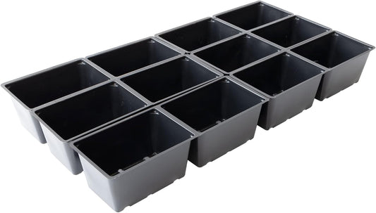 12 Cell Plant Tray Inserts - Pack of 100 - One Dozen Perforated Planter Cells with Drain Holes - for 10x20 Trays. Gardening, Seed Starts, Microgreens & More