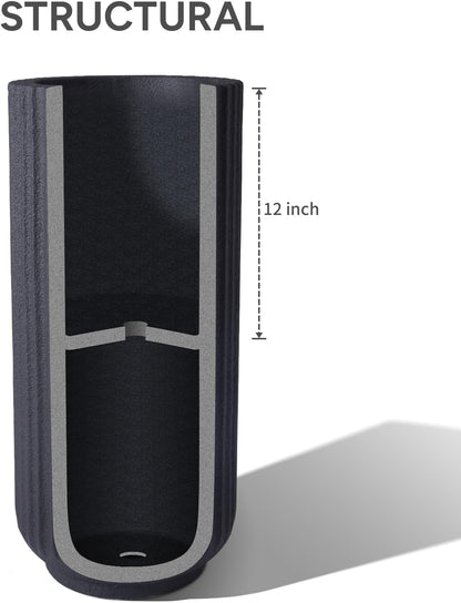 31.5 Inch Tall Roman Column Concrete Planter（14.2Dx31.5H，36 Pounds）,Durable All-Weather Use with Drainage Holes,Large Tall Round Planter for Outdoor Indoor Plants