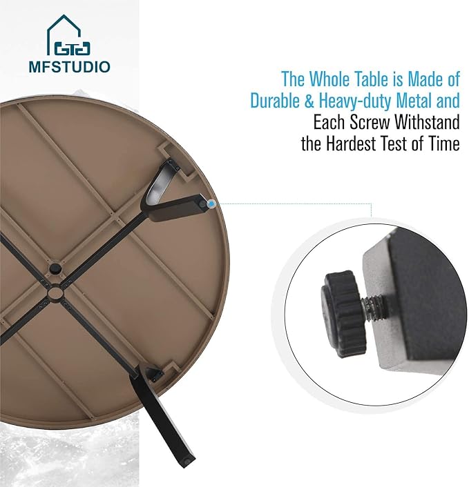 MFSTUDIO Round Patio Table and Chairs Set of 4, Outdoor Dining Set for Deck/Backyard/Poolside/Garden, 5 Piece Patio Furniture Set with Umbrella Hole