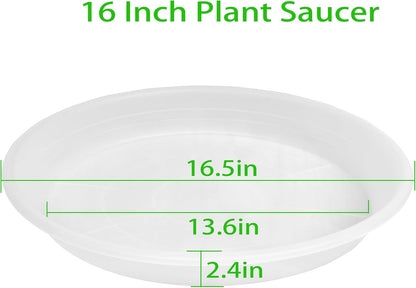 4 Pack of 16 inch Plant Saucer, Large Plant Tray, Heavy Sturdy Plant Drainage Tray for Indoors, Bird Bath Bowls, Sturdy Plastic Pot Tray for Planter (Clear)