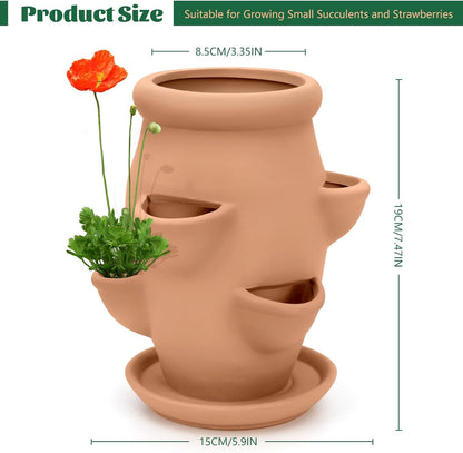 Strawberry Tower Pot Planter,Vertical Multi Pocket Ceramic Strawberry Succulent Planter Tower for Outdoor Plants