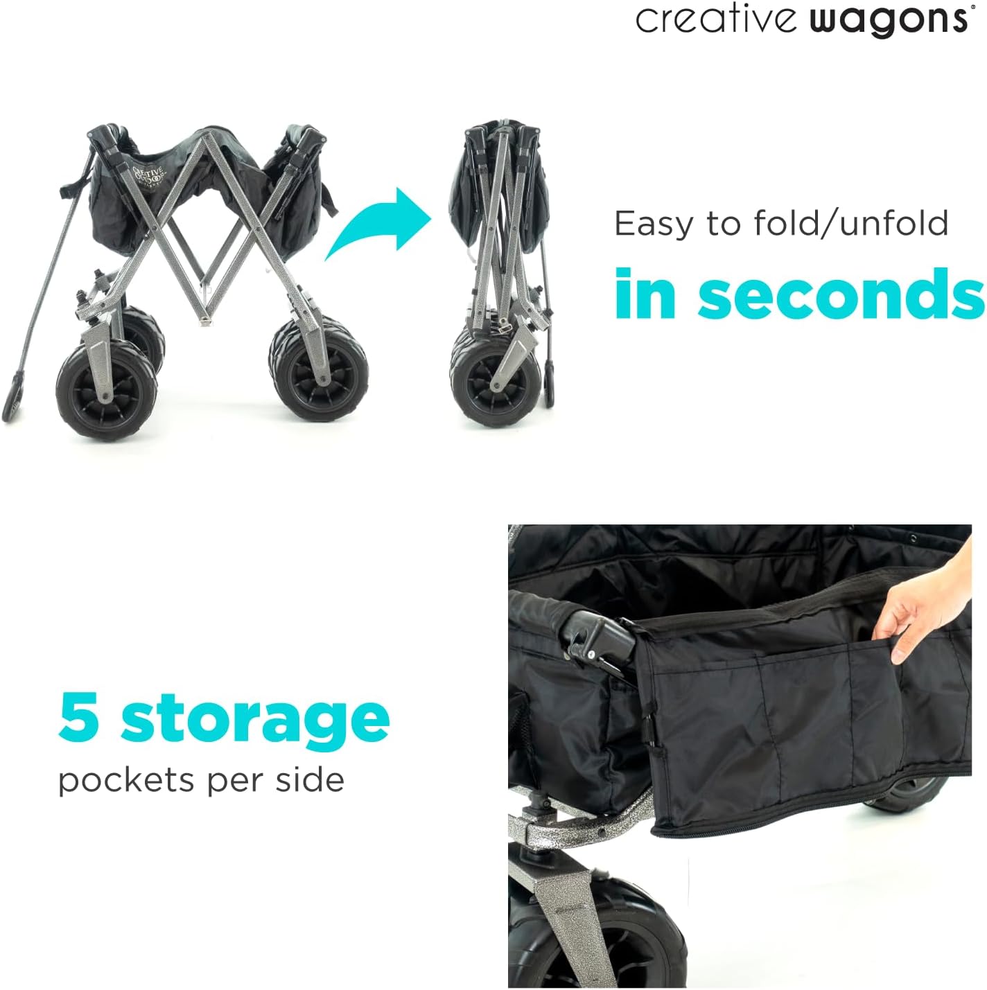 Creative Outdoor All-Terrain Deluxe Wagon | 360 Swivel All Terrain Wheels | Great for Beach, Park, Garden & Tailgate | Multiple Color Options