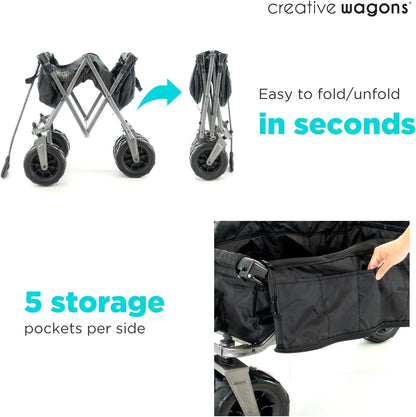 Creative Outdoor All-Terrain Deluxe Wagon | 360 Swivel All Terrain Wheels | Great for Beach, Park, Garden & Tailgate | Multiple Color Options