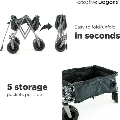 Creative Outdoor Push Pull Stroller Wagon, Beach Hauler XXL with Canopy, Collapsible and Portable Heavy Duty Folding Cart, Supports up to 200lbs Weight Capacity, Giant 10" Wheels