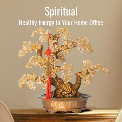 Natural Citrine Gemstone Crystal Bonsai Tree of Life（1,350 Gemstone Count） Large Feng Shui Money Chakra Tree for Luck and Wealth Desk Decoration 20 Inches