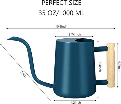 Watering Can Indoor Plants, 35oz Small Stainless Steel Metal Watering Can Modern Decorative Watering Pot with Long Spout for Indoor House Plant Bonsai Garden Flowers (Dark Blue)