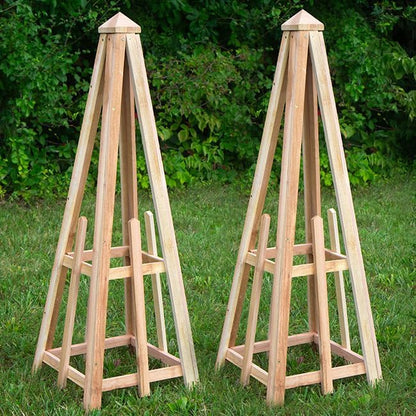 Garden Obelisk Trellis for Climbing Plants, Cedar Pyramid Trellis 46" H, Pack of 2, Sturdy Wooden Garden Trellis for Flowers, Vines, Vertical Plant Support, Outdoor Garden Decor