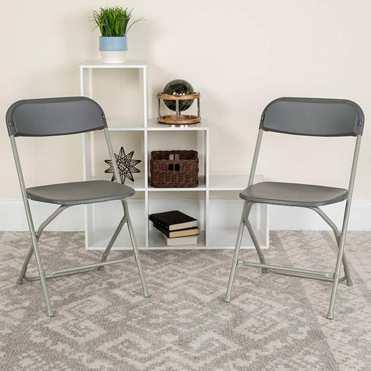 Flash Furniture Hercules Series Plastic Folding Chairs for Parties and Weddings, Stackable Commercial Event Seats, Set of 10, Gray