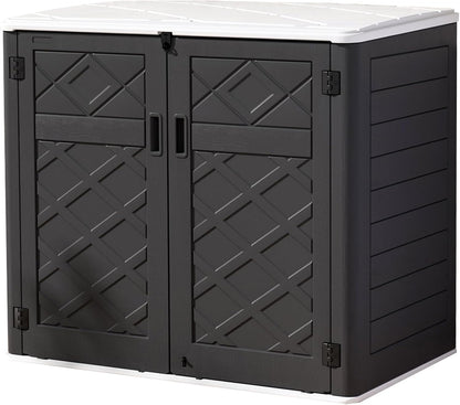 Resin Outdoor Storage Shed, 38 cu.ft Outdoor Storage Box Waterproof for Garden Tools, Patio Furniture, Trash Cans, Garage Storage, Lockable (Black)