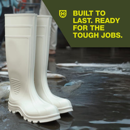 Heartland Dockside Waterproof Work Boots for Men and Women - Durable, Flexible PVC Boots for Marine Work with Easy On/Off, Slip-Resistant Outsoles