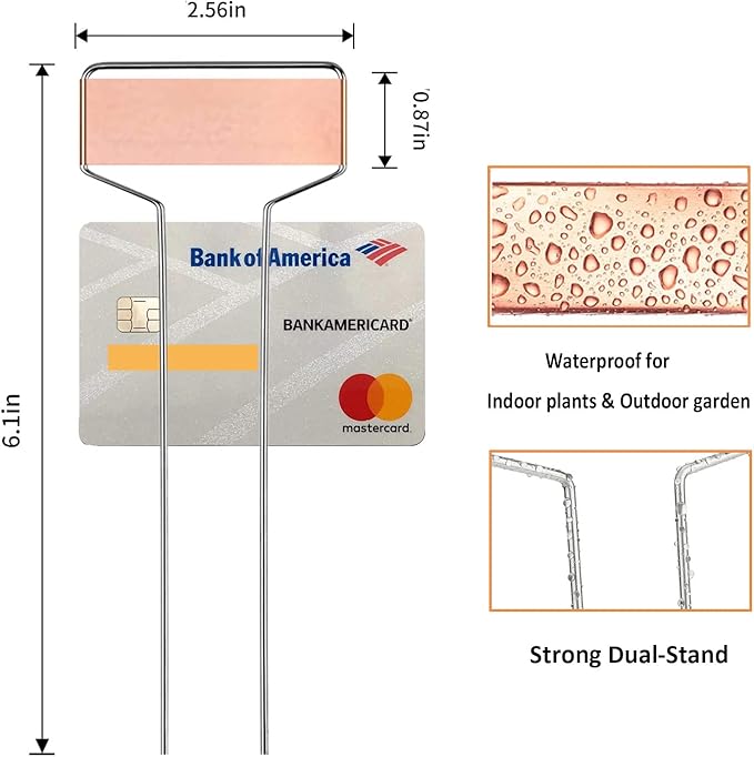 30pcs Plant Labels Copper Plant Markers for Outdoor Plants 6inch Plant Labels for Seedlings Outdoor Garden Waterproof Plant Tags and Labels for Flower Vegetable Herbs Greenhouse (6 in, Copper)