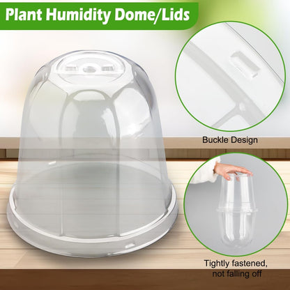 30 Pcs Clear Plastic Humidity Dome, Adjustable Ventilation Plant Cloche for Seedlings Fits 6Inch Nursery Pots, Reusable Transparent Grow Dome Cover for Seed Starter Pots Outdoor Gardening Plant Growth