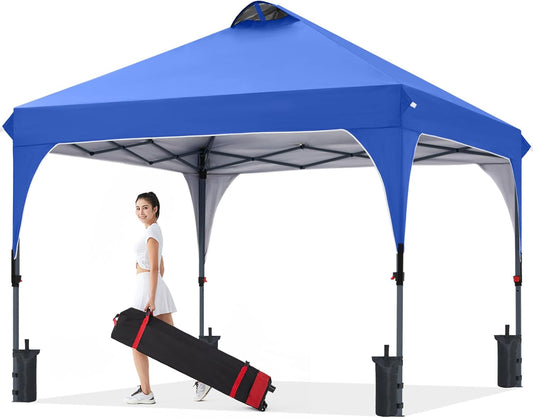 COOSHADE Pop Up Canopy Tent, 10x10 Easy Setup Instant Canopy Sun Shelter Beach Tent, Portable Sports, Blue