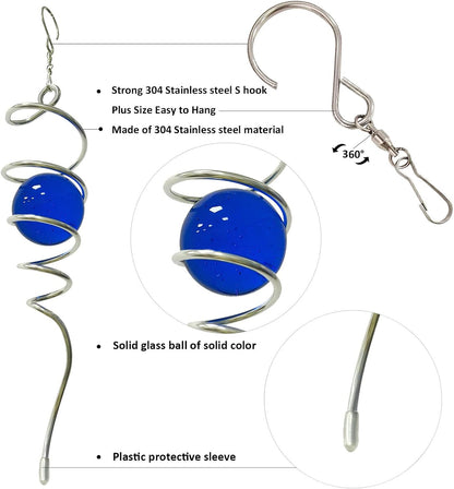 Wind Spinner Tail Gazing Ball Spiral Tail Wind Spinner Stabilizer Sun Catcher Visual Illusion in Spinning Yard Art Decor,Indoor Outdoor Garden Decoration Wind Sculptures-13 in(Dark Blue)