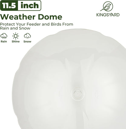 Kingsyard Metal Bird Feeders for Outdoors Hanging, Wild Bird Feeder for Finch Cardinal, Large Tray and Rainproof Dome, 2 lbs Seeds Capacity (Black)